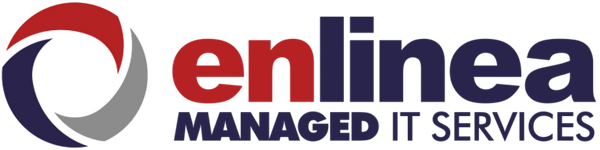 Logo of enLinea Advanced IT Services with red, grey, and blue colors.