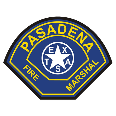 Pasadena Fire Marshal badge with Texas star emblem.