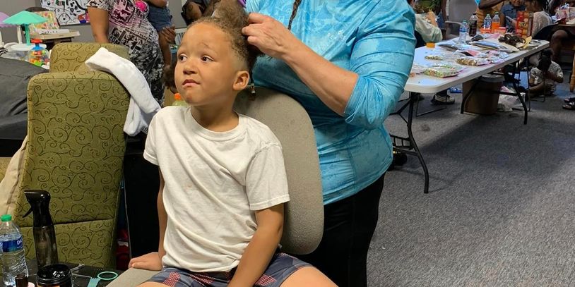 " I heard about VEMA hosting a back to school hair event. I brought my son in to the Multicultural C