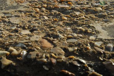Close-up of a rough, rocky ground surface with scattered small stones.