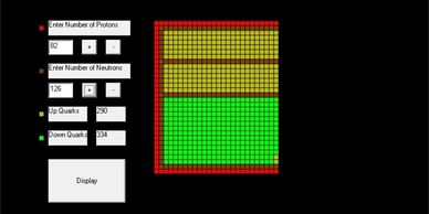 Interface with particle counts and colored grid.