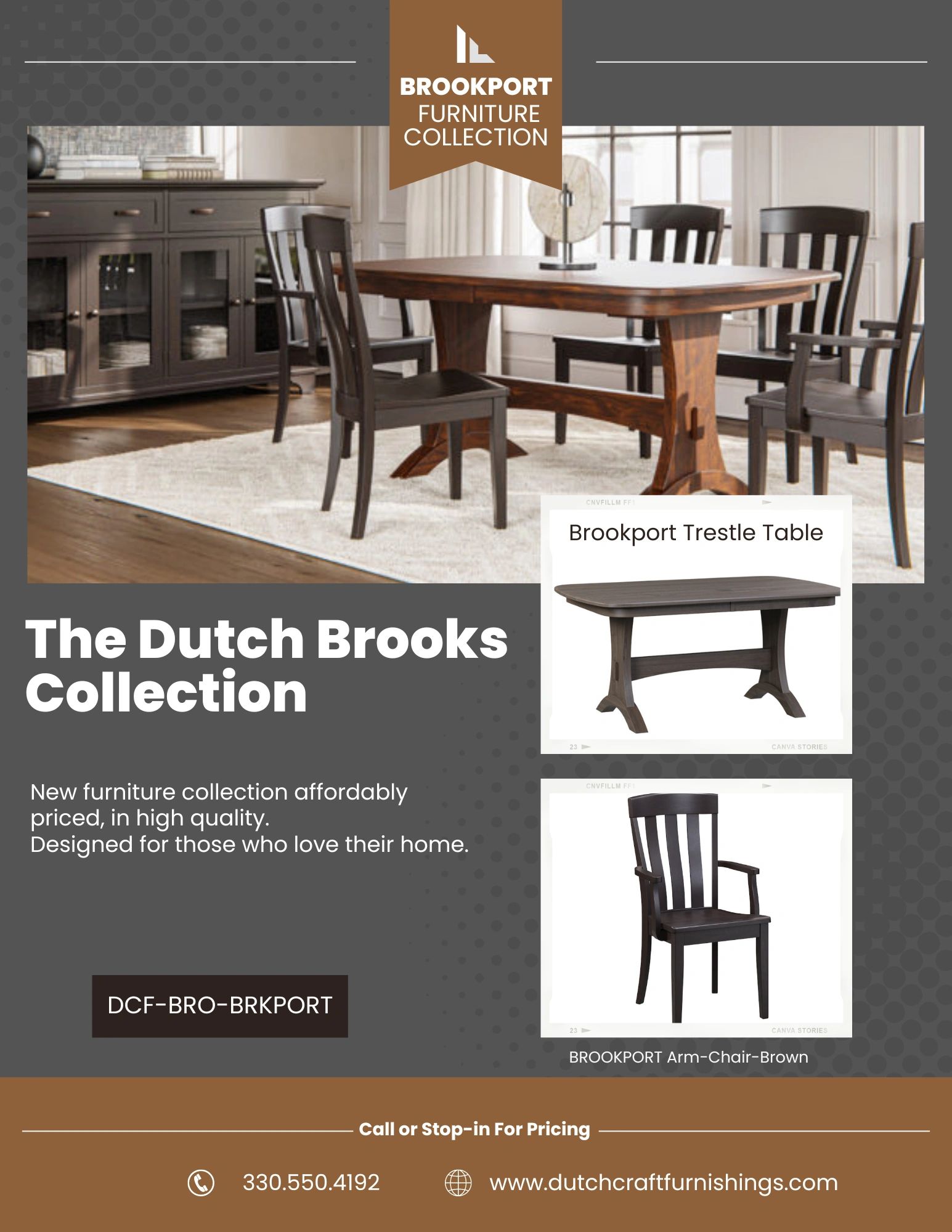 Brookport Dining Collection from Brookside Furniture, Wood Furniture, Amish Furniture,  DutchBrooks 