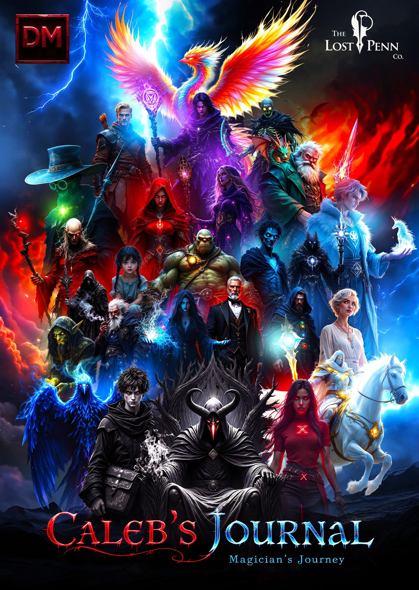 Epic fantasy characters from Caleb's Journal featuring magic, mythical creatures, and dark forces.