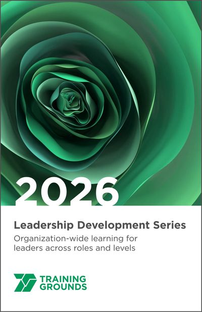 Brochure cover with green petals and series title.