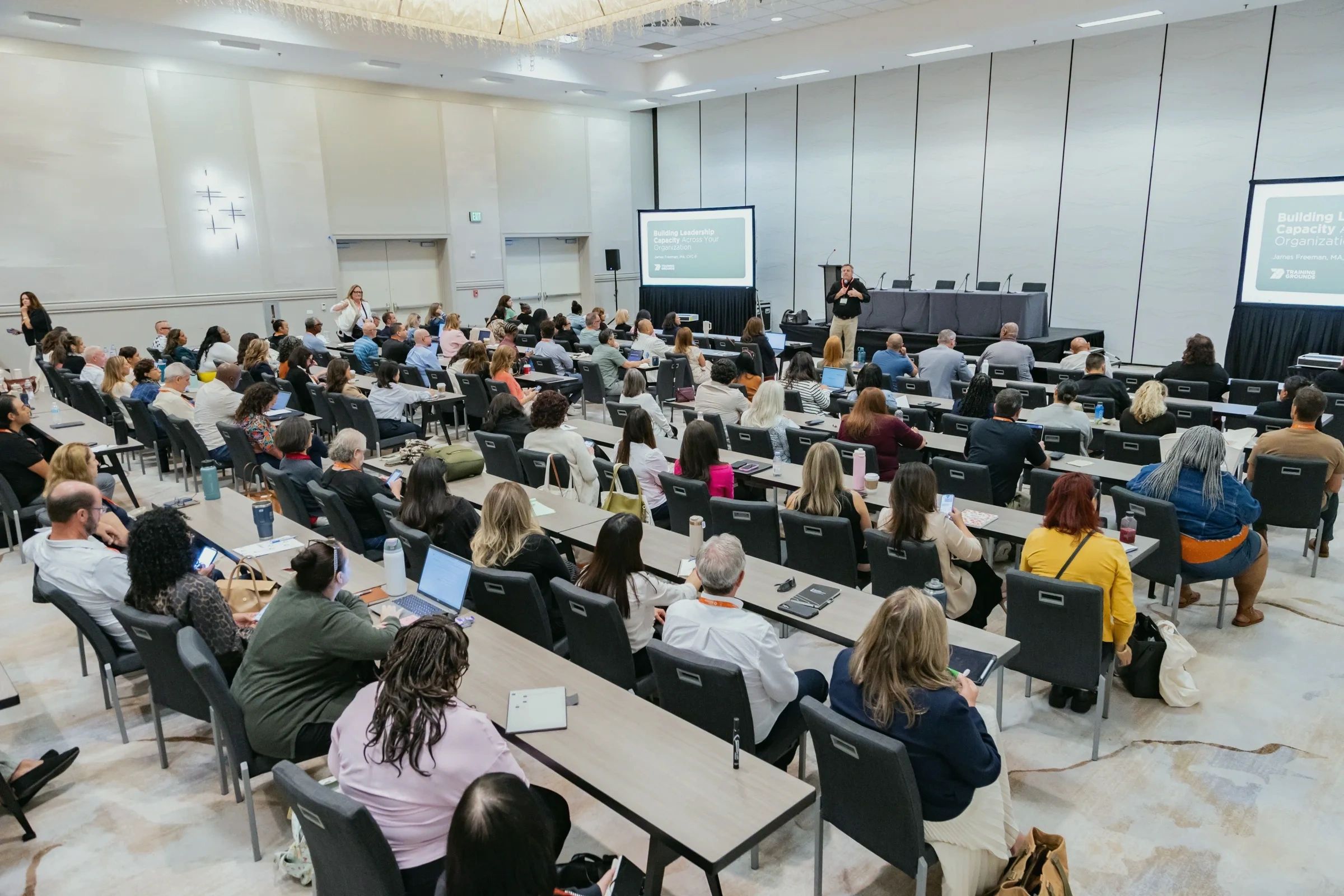 James Freeman speaking to a large group at a recent conference