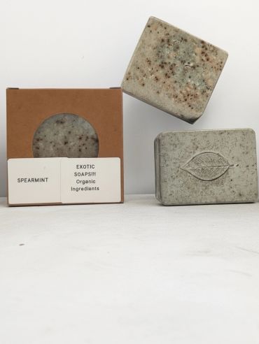 Organic spearmint soap bars with natural ingredients.
