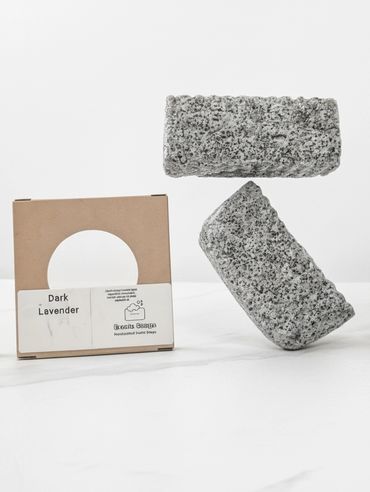 Dark lavender scented soap with two stone-textured bars.