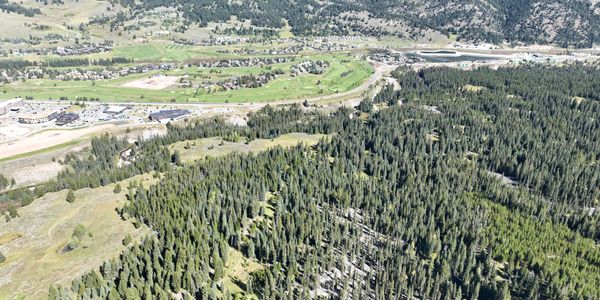 Big Sky from above. This is a look at Lone Mountain Trail above meadow village and town center.