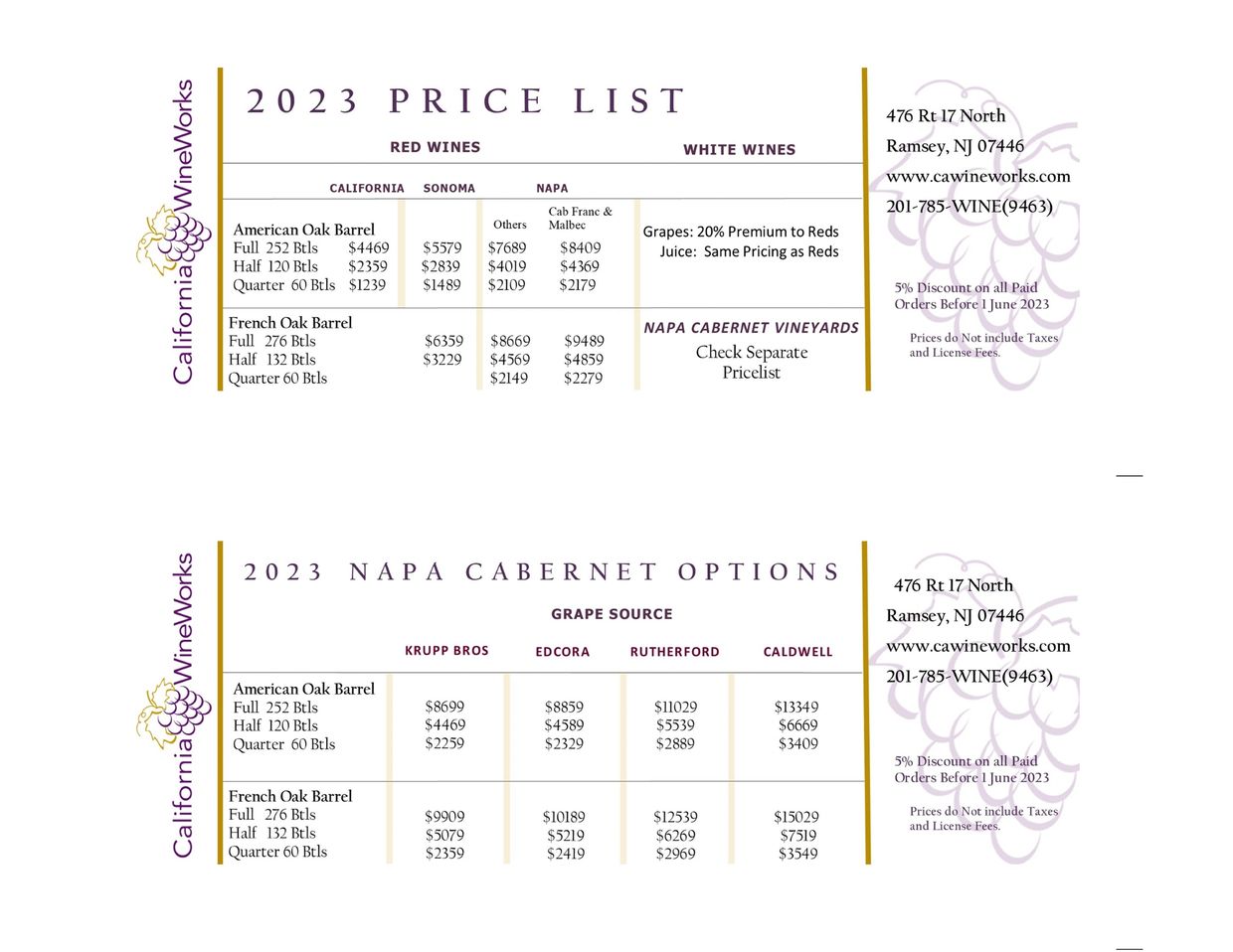 2023 Price List