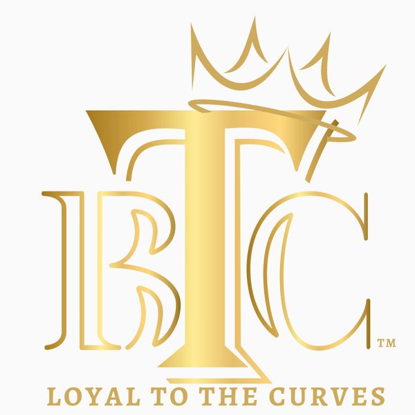 Gold logo with letters BTC and crown, text 'Loyal to the Curves'.