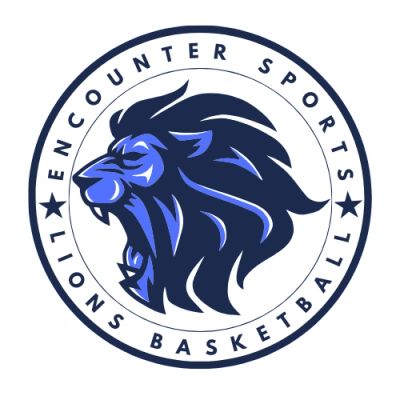 Logo of Encounter Sports Lions Basketball featuring a roaring lion's head.