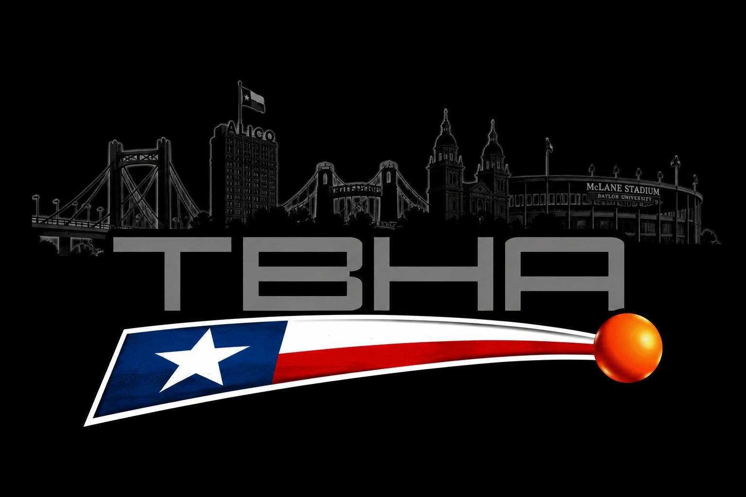 TBHA logo with Texas skyline and flag-themed design.