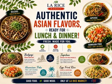 Authentic Asian flavors from La Rice Market for lunch and dinner.