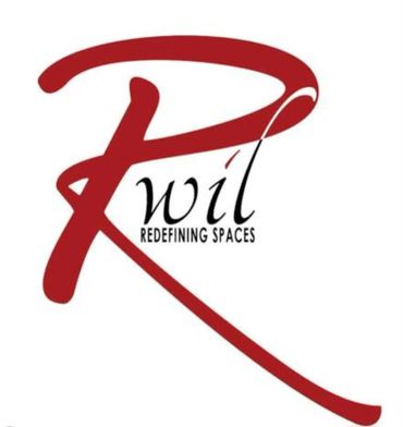 Logo with a stylized red 'R' and text 'Rwil Redefining Spaces'.