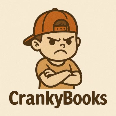 Angry cartoon boy wearing a backward cap with text CrankyBooks.