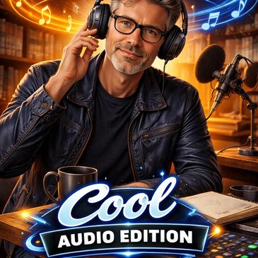 Man enjoying music in a cozy studio with headphones and mic.