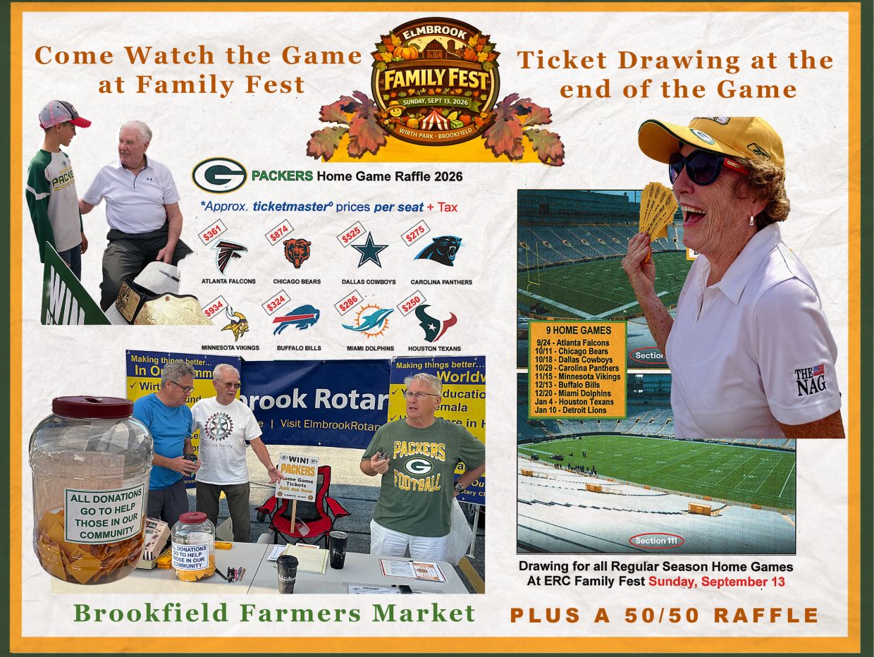 Family Fest Packers Home Game Raffle at Brookfield Farmers Market.