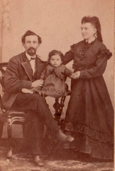 Aaron and Phoebe Gold with their oldest son Ned, 1869