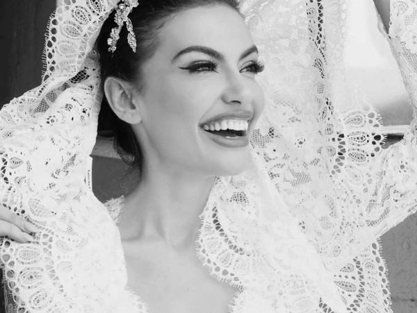 Happy bride smiling