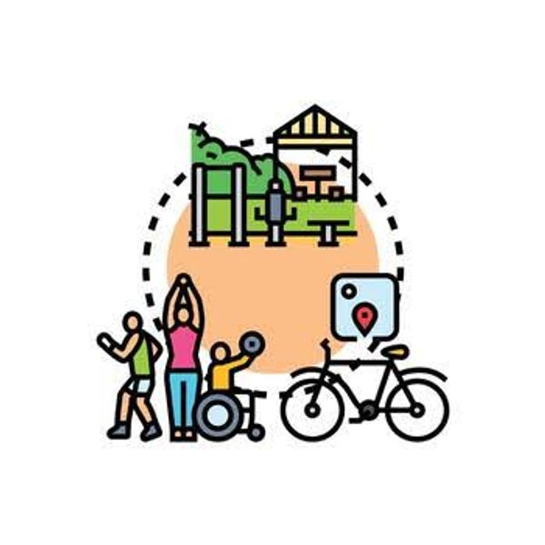 Inclusive outdoor fitness and park activities.