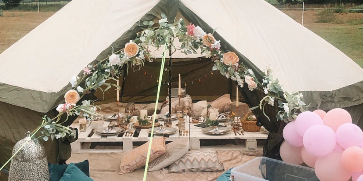Barney’s bell tent picnic 
This is our 4m bell tent that we can set up sleepovers and picnics 