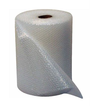 A roll of clear bubble wrap used for packaging.