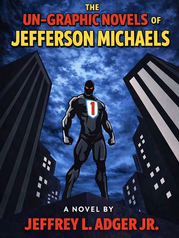 Cover of 'The Un-Graphic Novels of Jefferson Michaels' featuring a superhero in a cityscape.