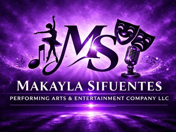 Logo of Makayla Sifuentes Performing Arts &amp; Entertainment Company with artistic elements.