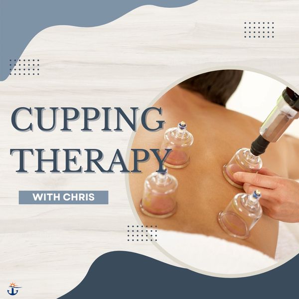 Cupping therapy session with Chris using glass cups on the back.