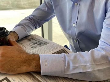 Man wearing custom shirt. 