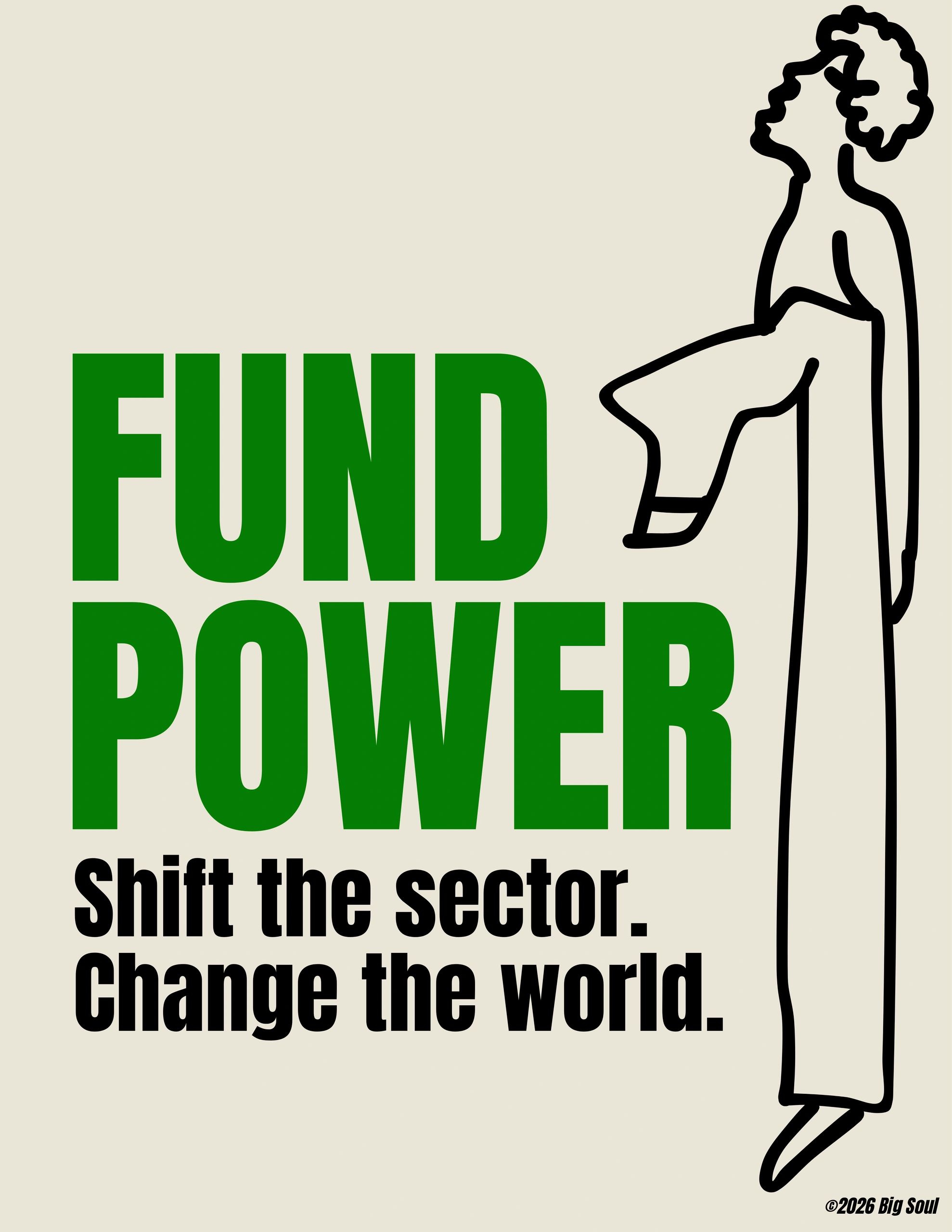 Illustration promoting fund power and sector change.