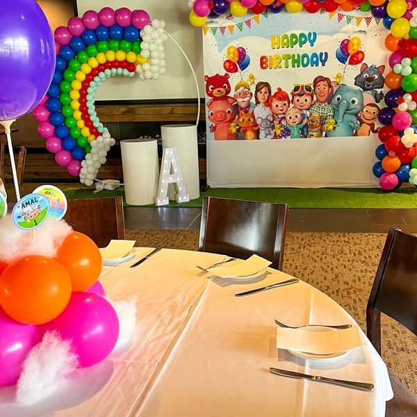 Rainbow balloon backdrop