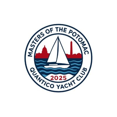 Logo of Masters of the Potomac Quantico Yacht Club 2025 featuring a sailboat and landmarks.