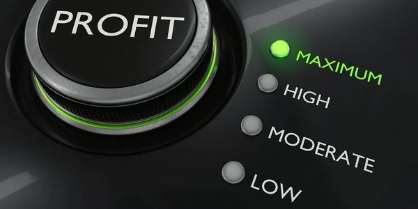 A dial set to maximum profit with indicator lights.