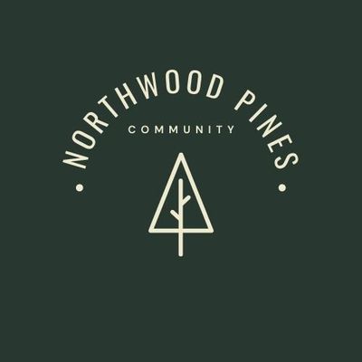 Minimalist logo featuring a tree and text 'Northwood Pines Community'.