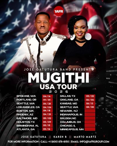 Promotional poster for Mugithi USA Tour 2026 by Jose Gatutura Band.