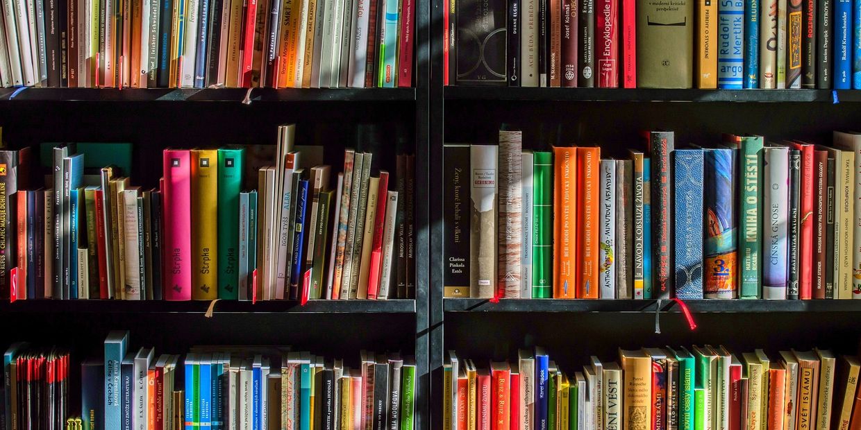 Bookcase filled with colourful books