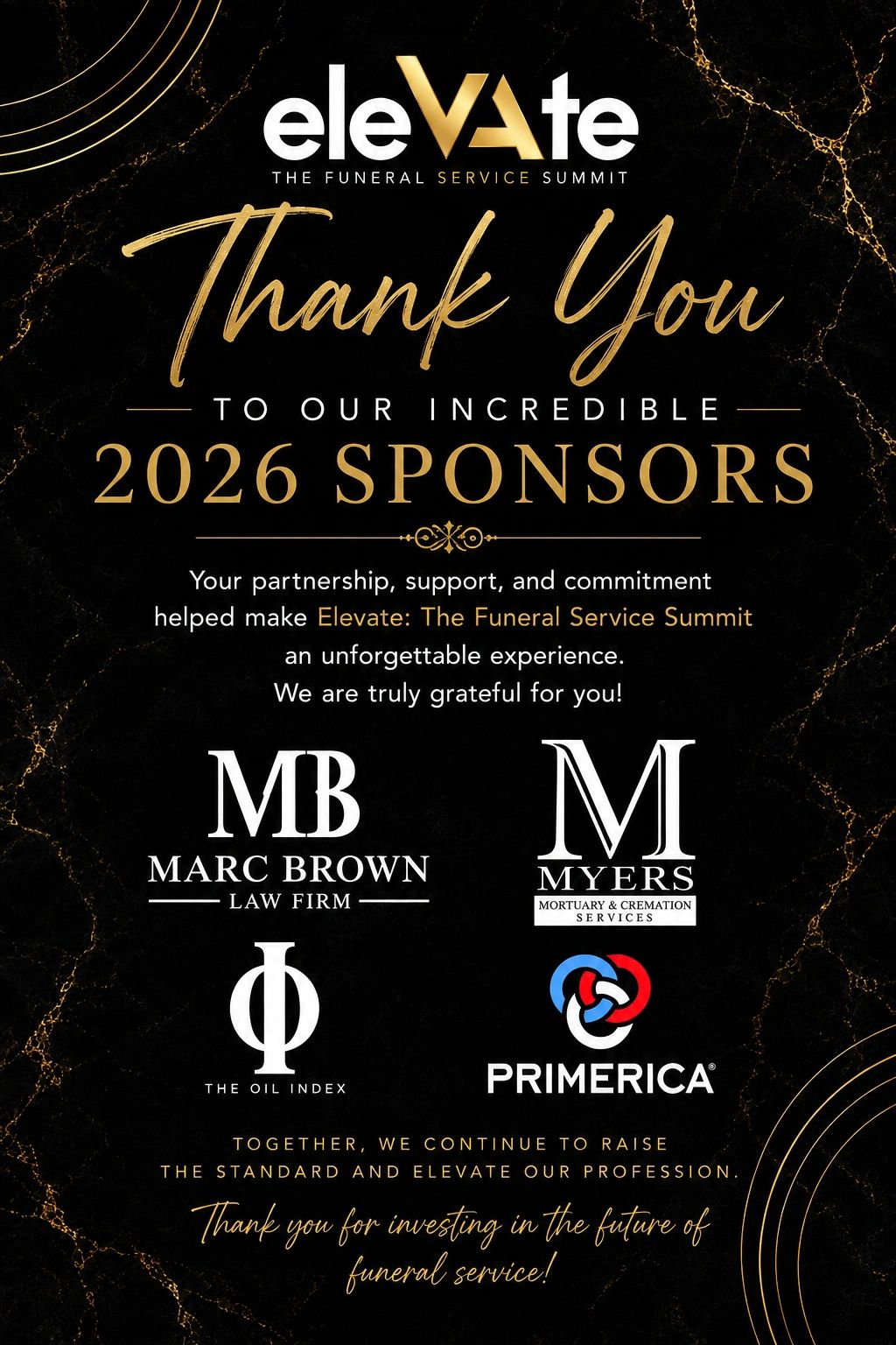 Thank you to the 2026 sponsors of Elevate: The Funeral Service Summit.