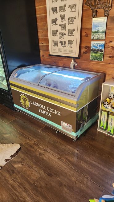 One of 3 freezer wraps using vehicle vinyl.