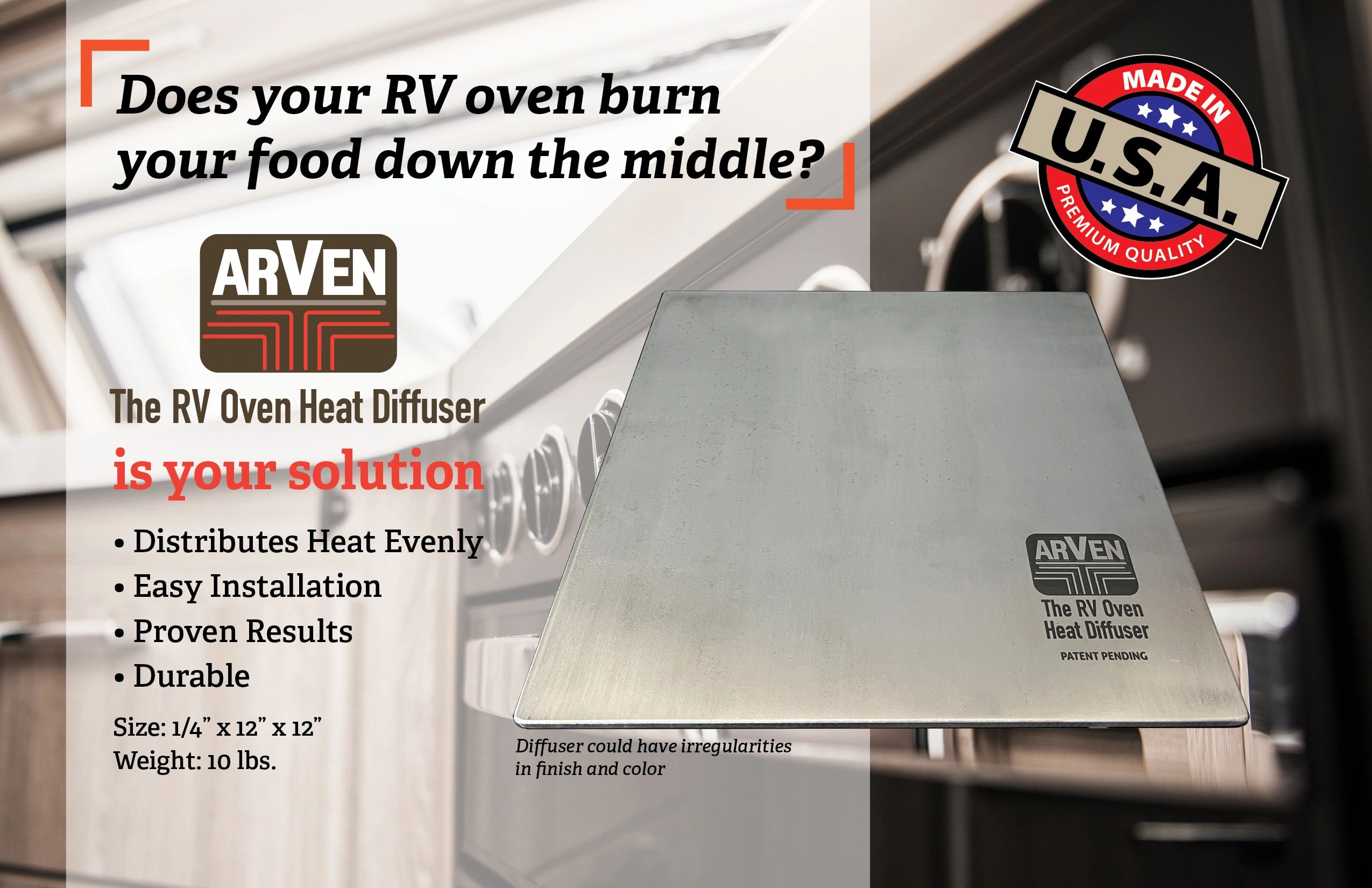  arVen RV Oven Heat Diffuser/RV or Travel Trailers/Fits