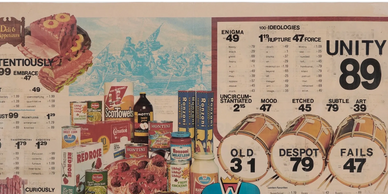 Vintage grocery advertisement featuring various food items and prices from Waldbaum's.