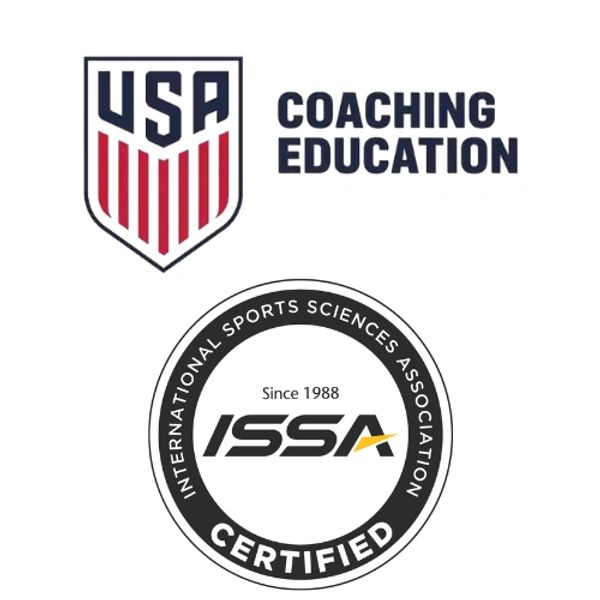 USSF Coaching License and ISSA Certification Badge