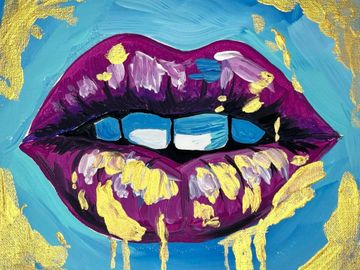 'Lip Trick'. For fun art paint party events and as shipped art kits. 