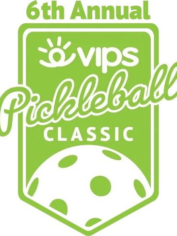 Logo for the 6th Annual VIPS Pickleball Classic event in green.