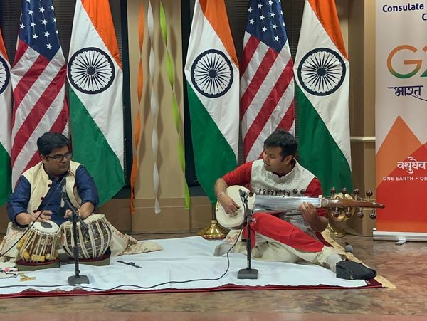 Sutanu Sur, guest Tabla artist performing with Souryadeep Bhattacharya on Sarod at the 74th Indian R