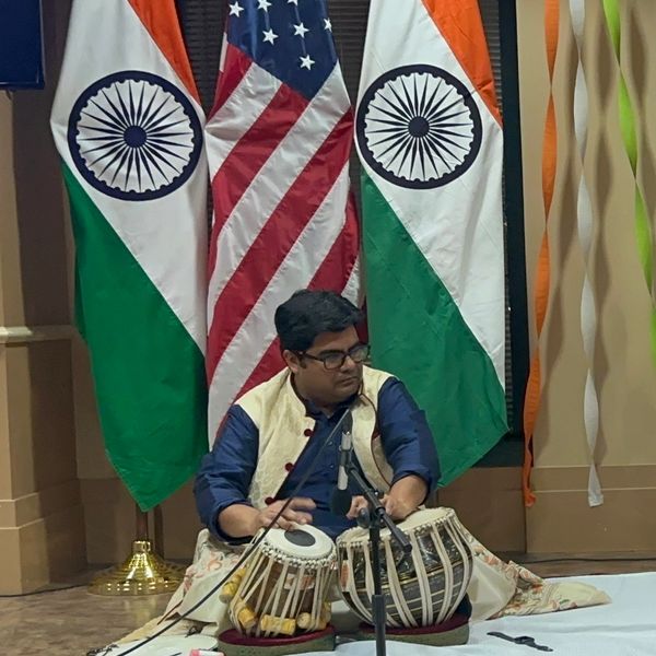 Tabla artist Sutanu Sur performing at Indian Consulate Chicago with Sri Souryadeep on Sarod