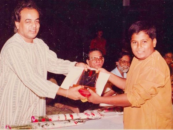 Sutanu Sur receiving Award for his top Tabla performance at National Cultural Association in 1999