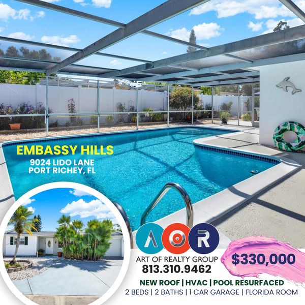 9024 LIDO LANE FOR SALE
SINGLE FAMILY POOL HOME
2 BEDS & 2 BATHS
PORT RICHEY FL