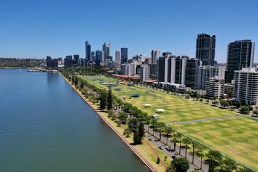 perth city sky line over langley park