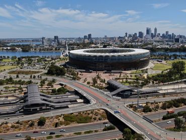 aerial drone photo of OPTUS STADIUM